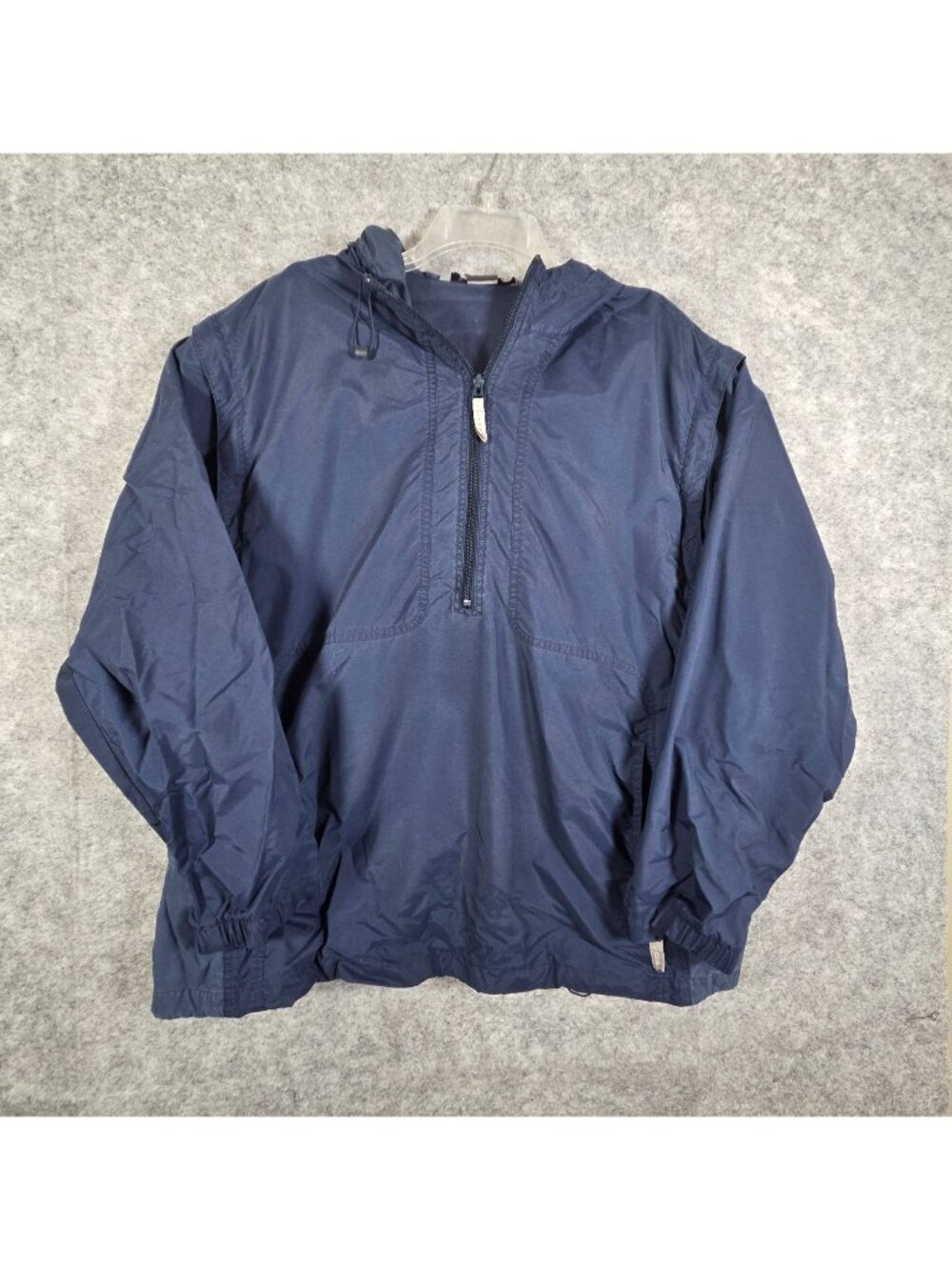 Vtg Nike Men's Large Swoosh Zip Off Windbreaker Jacket Hooded Lightweight